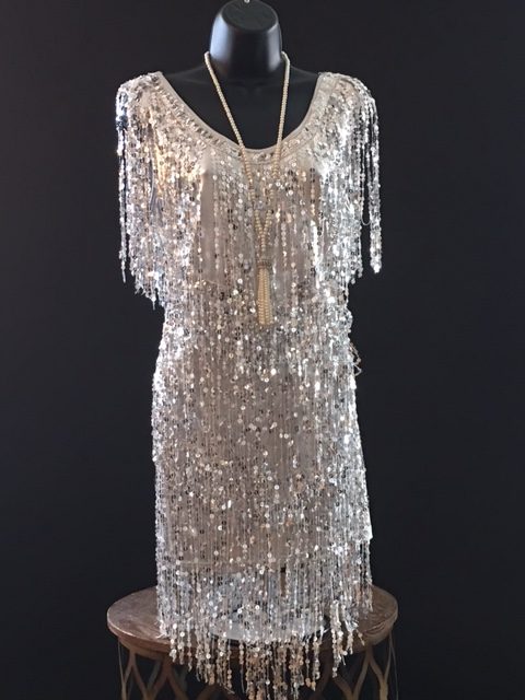 Silver Fringed Flapper Dress - Hollywood Costumes