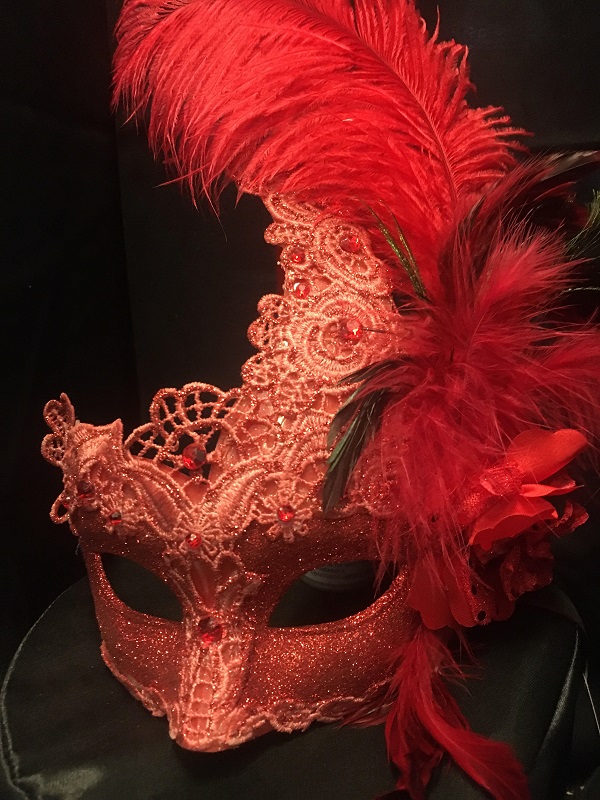 JewelryWe Masquerade Mask & Choker Set - Lace Venetian Eye Mask For Halloween & Costume Parties