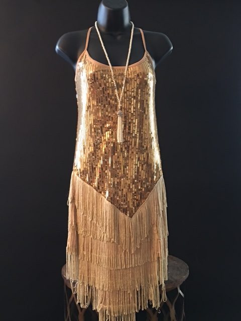 gold flapper girl dress