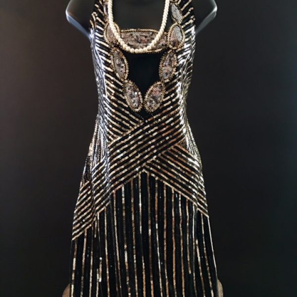 black gold flapper dress
