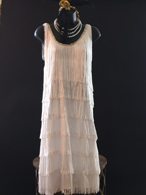 Long fringed white Flapper Dress ...